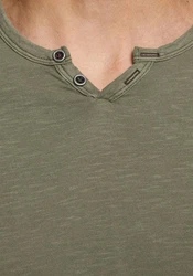 Jack & Jones T-Shirt JJESPLIT NECK TEE SS NOOS Grün (5545)