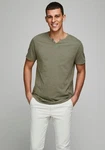 Jack & Jones T-Shirt JJESPLIT NECK TEE SS NOOS Grün (5545)