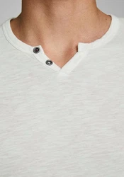 Jack & Jones T-Shirt JJESPLIT NECK TEE SS NOOS Khaki/Grau/Creme/Weiß/Hellgrün