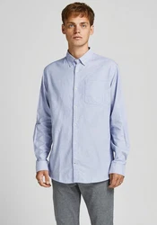 Jack & Jones Langarmhemd OXFORD SHIRT Hellblau/Dunkelblau/Blau