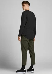 Jack & Jones Langarmshirt JJENOA O-NECK LS Dunkelblau/Schwarz/Dunkelgrau