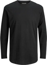 Jack & Jones Langarmshirt JJENOA O-NECK LS Dunkelblau/Schwarz/Dunkelgrau
