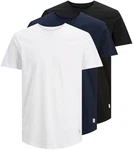 Jack & Jones T-Shirt JJENOA 3er Pack Dunkelblau/Weiß/Blau/Schwarz