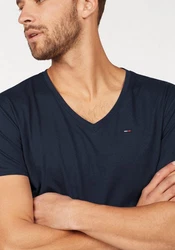 Tommy Jeans T-Shirt TJM ORIGINAL JERSEY V NECK TEE Dunkelblau/Hellblau/Blau