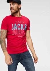 Jack & Jones T-Shirt KOMPO TEE Rot/Rosa/Blau