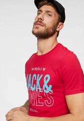 Jack & Jones T-Shirt KOMPO TEE Rot/Rosa/Blau