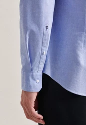 Seidensticker Businesshemd X-Slim Langarm Button-Down-Kragen Hellblau/Blau