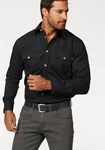 Arizona Langarmhemd Western-Stil Schwarz/Dunkelblau