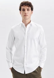 seidensticker Businesshemd Shaped Langarm Kentkragen Slim Fit Creme/Weiß/Braun
