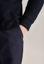 seidensticker Poloshirt Regular Langarm Kragen Uni Dunkelblau