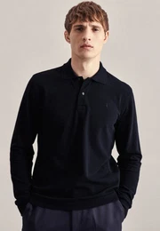 Poloshirt Regular Langarm Kragen Uni