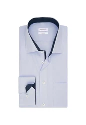 seidensticker Businesshemd Kent Patch1 Regular Langarm Streifen Hellblau/Dunkelblau/Blau