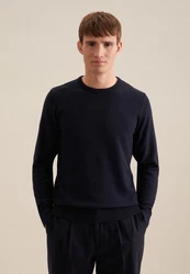 seidensticker Strickpullover Rundhals Dunkelblau/Schwarz