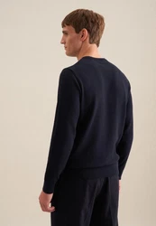 seidensticker Strickpullover Rundhals Dunkelblau/Schwarz