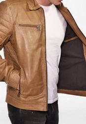Maze Herren Lederjacke William Braun/Beige