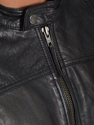 MUSTANG Lederjacke Wellington Schwarz/Grau/Dunkelgrau