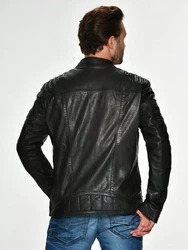 MUSTANG Lederjacke Wellington Schwarz/Grau/Dunkelgrau