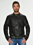 MUSTANG Lederjacke Wellington Schwarz/Grau/Dunkelgrau
