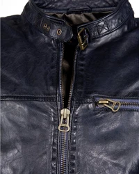 Maze Lederjacke Puckham Dunkelblau/Blau