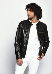 Maze Lederjacke Puckham Schwarz/Orange