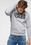 JACK & JONES Sweatshirt CORP Logo Hoodie hellgrau/schwarz