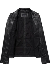 Bruno Banani Lederjacke Flint Bikerkragen Schwarz/Rot/Braun/Gelb