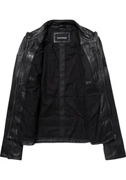 Lederjacke Flint aus Lammnappaleder, taillierter Schnitt, Bikerkragen, Used-Optik