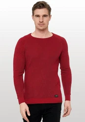 Rusty Neal Strickpullover mit Rundhalsausschnitt Rot/Dunkelrot