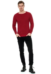 Rusty Neal Strickpullover mit Rundhalsausschnitt Rot/Dunkelrot