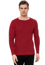 Rusty Neal Strickpullover mit Rundhalsausschnitt Rot/Dunkelrot