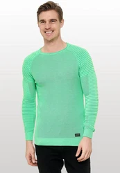 Rusty Neal Strickpullover mit Rundhalsausschnitt Grün/Hellgrün