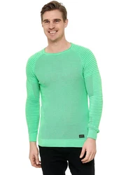 Rusty Neal Strickpullover mit Rundhalsausschnitt Grün/Hellgrün