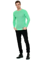 Rusty Neal Strickpullover mit Rundhalsausschnitt Grün/Hellgrün