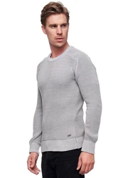 Rusty Neal Herrenpullover Rundhals Basic Strickpullover Grau
