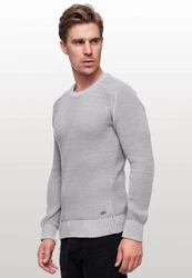 Rusty Neal Herrenpullover Rundhals Basic Strickpullover Grau