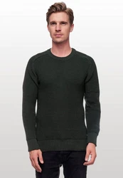 Rusty Neal Herrenpullover Rundhals Basic Strickpullover Dunkelgrün/Grün