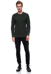 Rusty Neal Herrenpullover Rundhals Basic Strickpullover Dunkelgrün/Grün