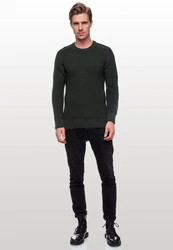 Rusty Neal Herrenpullover Rundhals Basic Strickpullover Dunkelgrün/Grün