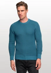 Rusty Neal Herrenpullover Rundhals Basic Strickpullover Türkis/Blau