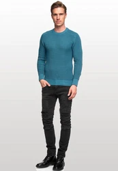 Rusty Neal Herrenpullover Rundhals Basic Strickpullover Türkis/Blau