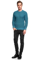 Rusty Neal Herrenpullover Rundhals Basic Strickpullover Türkis/Blau