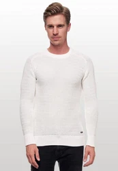 Rusty Neal Herrenpullover Rundhals Basic Strickpullover Weiß/Creme