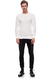 Rusty Neal Herrenpullover Rundhals Basic Strickpullover Weiß/Creme