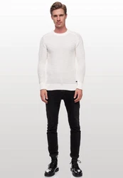 Rusty Neal Herrenpullover Rundhals Basic Strickpullover Weiß/Creme
