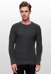 Rusty Neal Herrenpullover Rundhals Basic Strickpullover Dunkelgrau/Schwarz/Grau