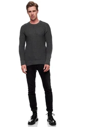 Rusty Neal Herrenpullover Rundhals Basic Strickpullover Dunkelgrau/Schwarz/Grau