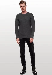 Rusty Neal Herrenpullover Rundhals Basic Strickpullover Dunkelgrau/Schwarz/Grau