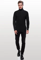 Rusty Neal Rollkragenpullover  Schwarz/Dunkelblau