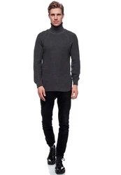 Rusty Neal Rollkragenpullover  Dunkelgrau/Schwarz/Grau