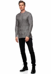 Rusty Neal Strickpullover Dunkelgrau/Grau/Silber